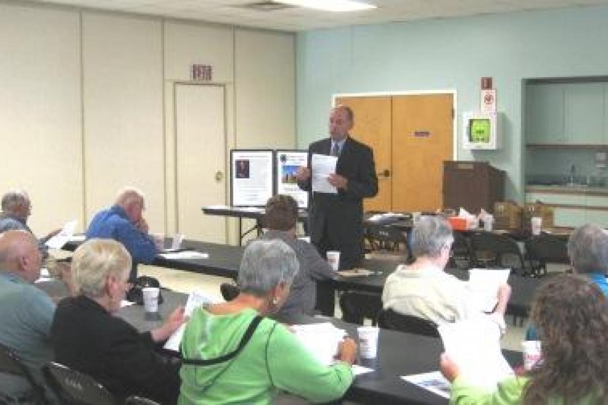 Register Buckley addressed residents at the Bridgewater Council on Aging.